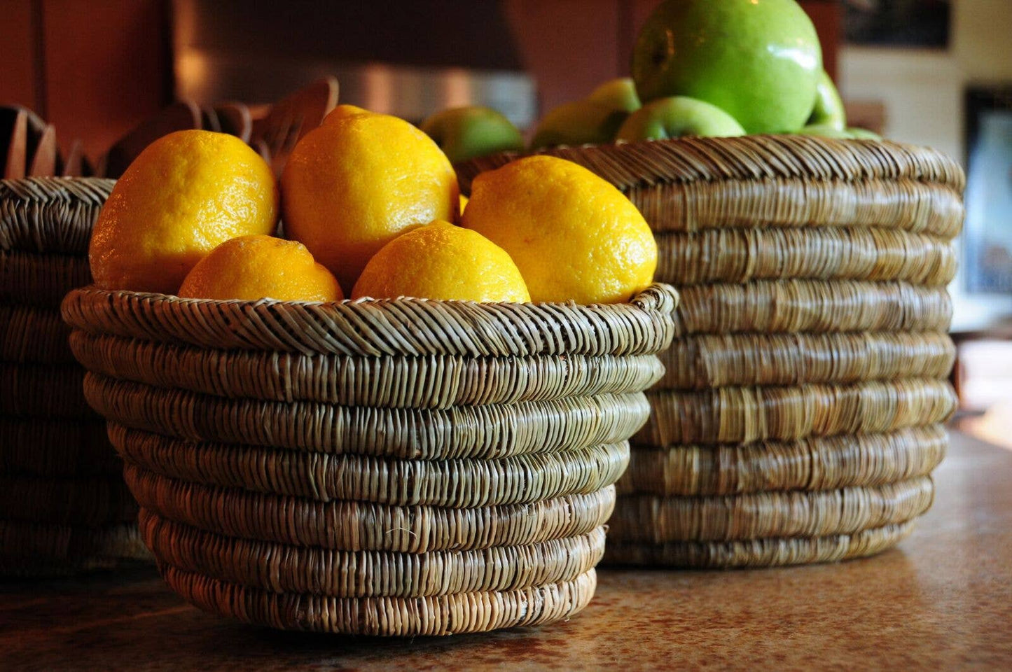 Round Woven Grass Bowl Baskets, set of 3