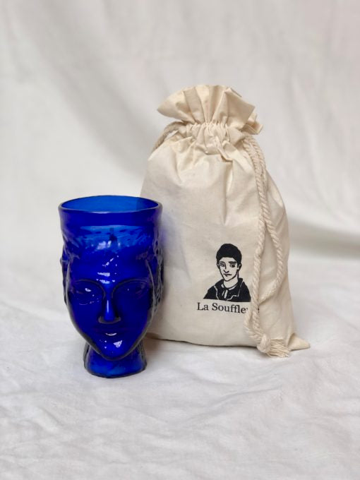 Verre Tête Bougie Blue