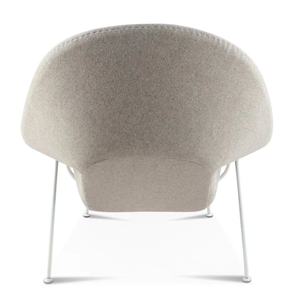 Daire Chair & Ottoman - Light Grey Cashmere Wool - White Metal Base