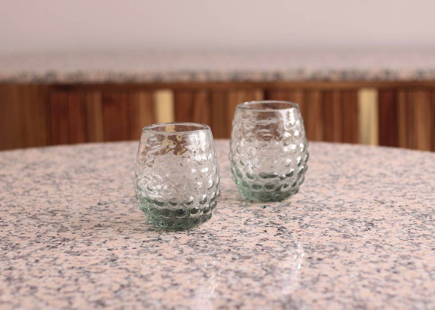 Hand Blown Wine or Cocktail Glass Tumbler - Bubble Texture