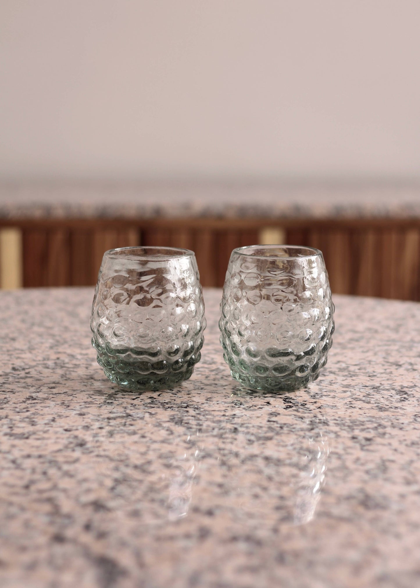 Hand Blown Wine or Cocktail Glass Tumbler - Bubble Texture