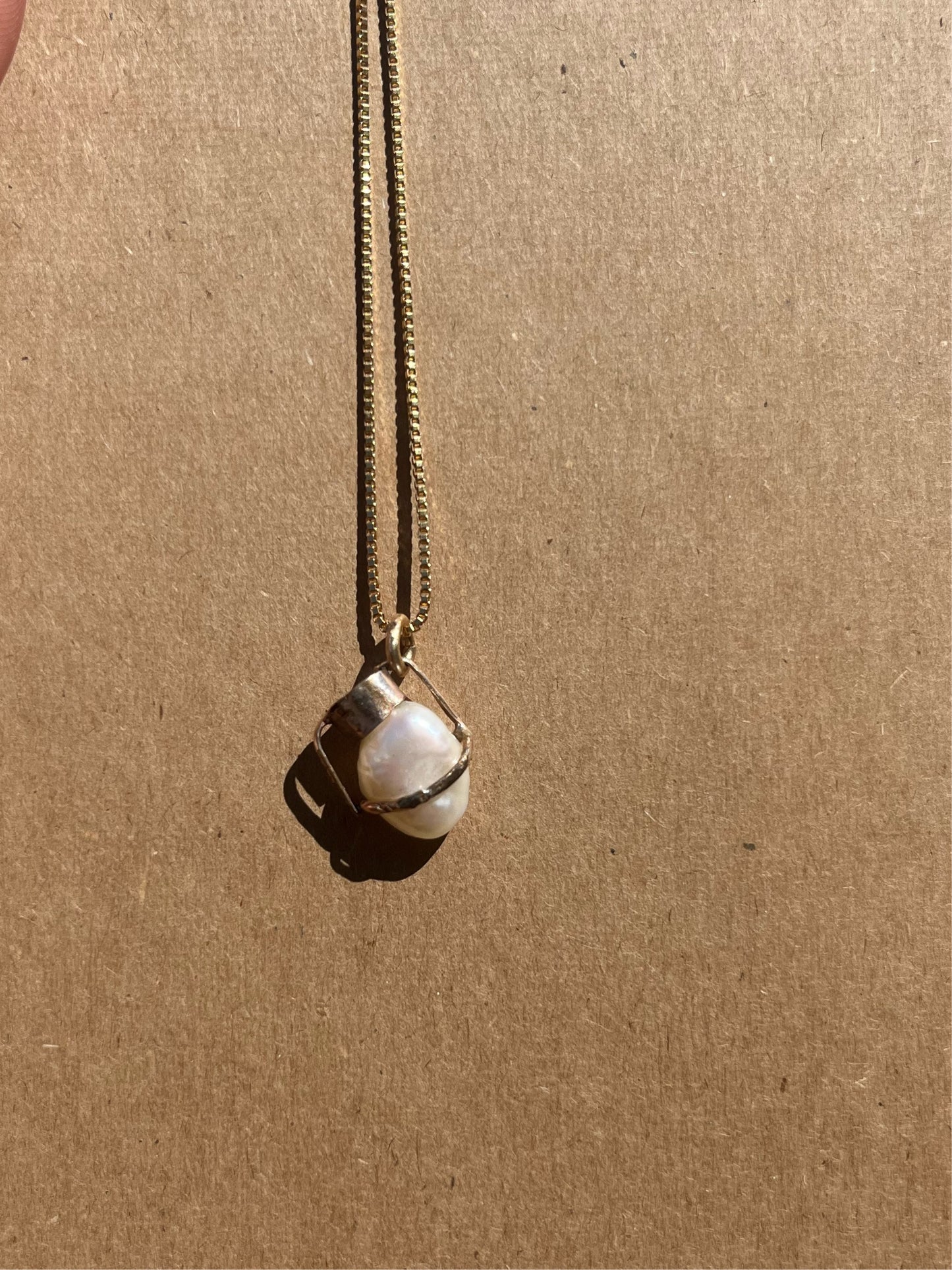 Pearl in 14k gold necklace by Bordine Designs