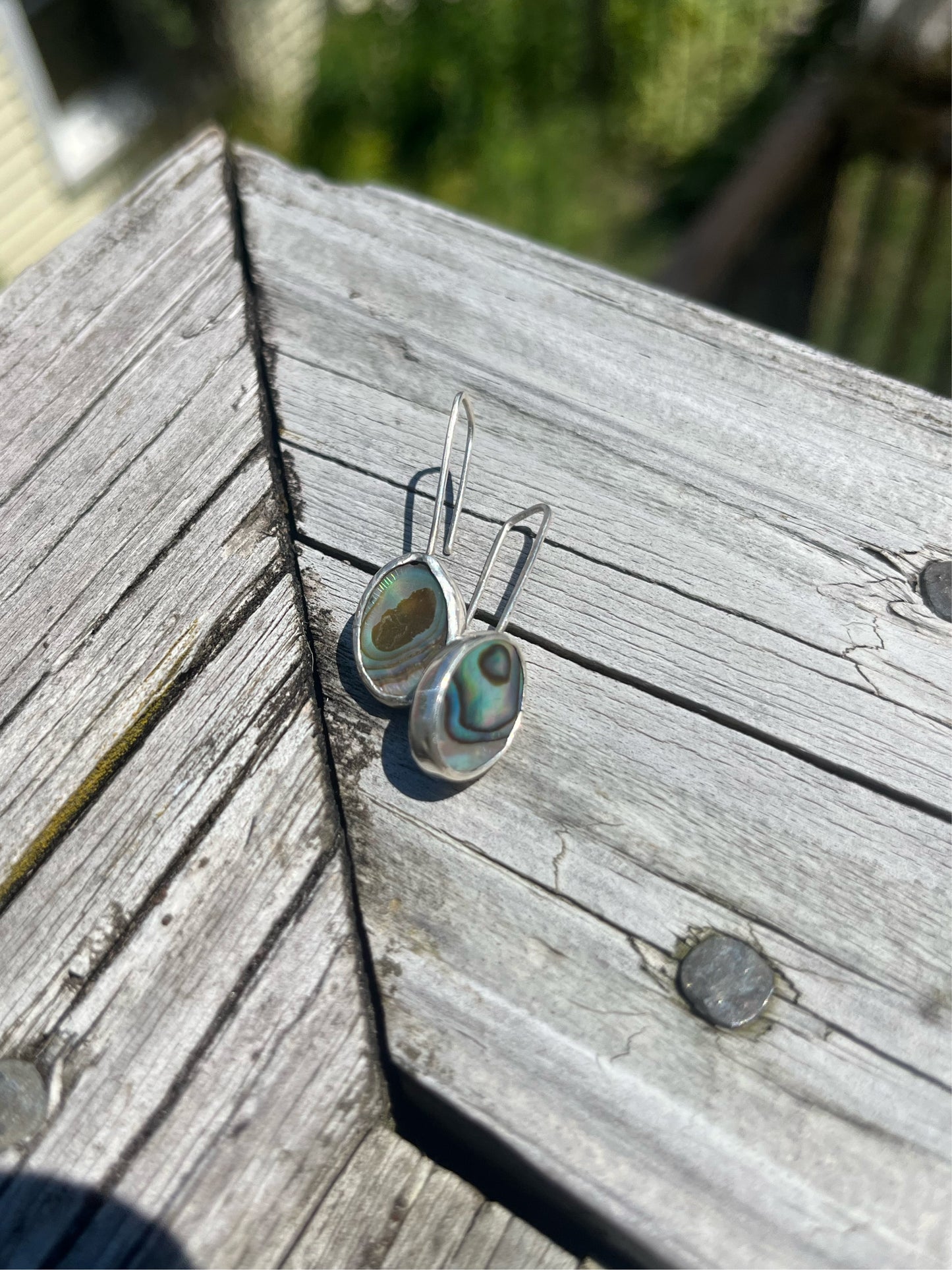 Abalone in sterling silver earrings by Bordine Designs
