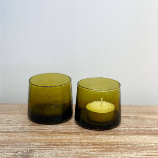 Small Candle Holders Bronze - 100% Recycled Glass