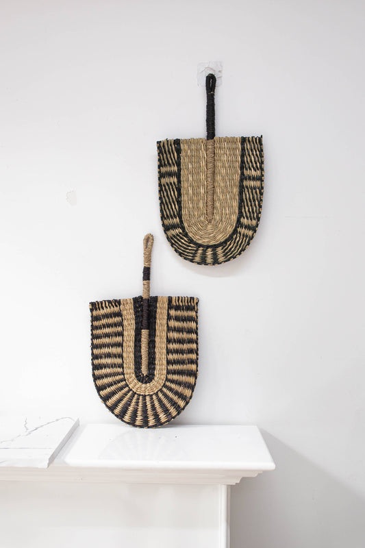 Seagrass Black Woven Fans