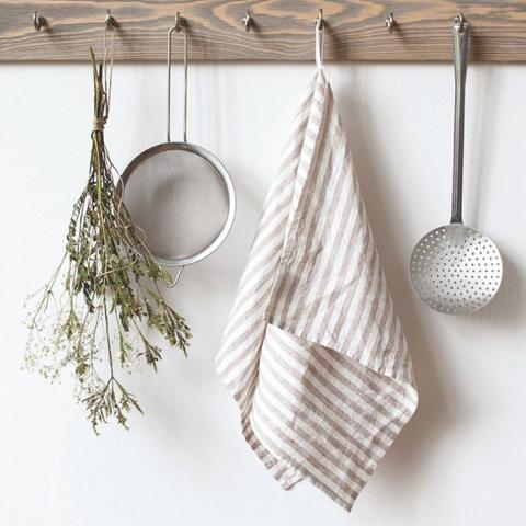 Natural White Stripe Kitchen Towel