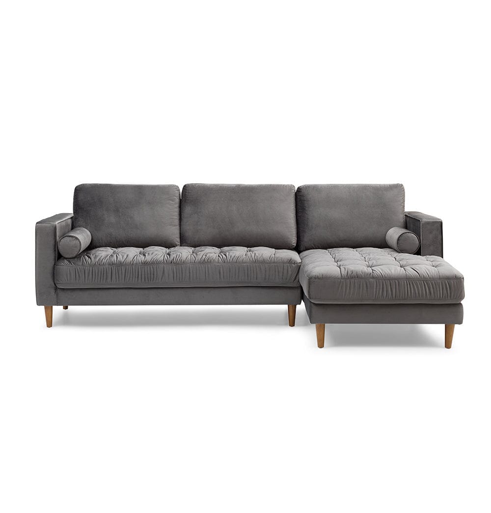 Bente Tufted Velvet Sectional Sofa - Grey